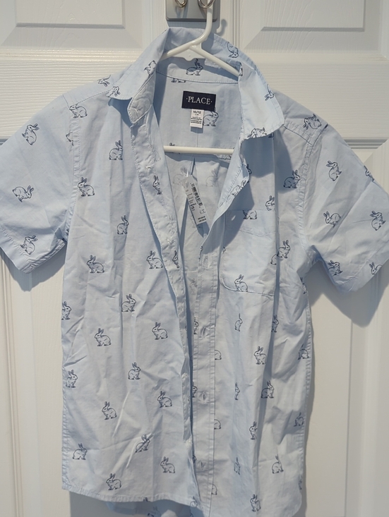 The Children's Place Other - The Children's Place Light Blue Bunny Print Short-Sleeve Shirt - Boys